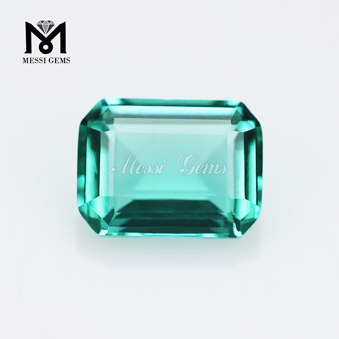 Pietre sciolte 6 * 8mm Pietra di vetro tagliata smeraldo per gioielli in argento in lega di rame