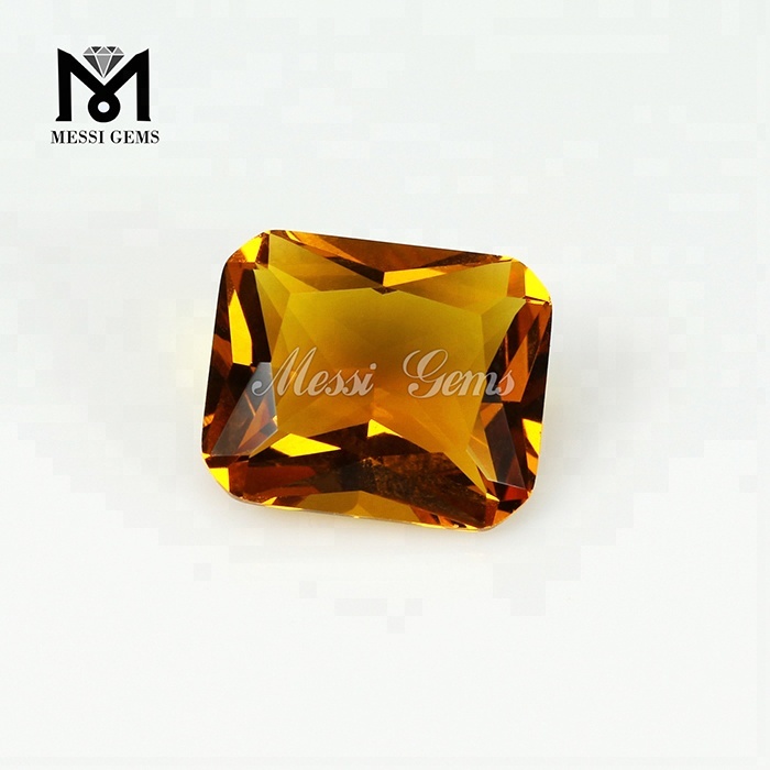 pietra ambrata sintetica all'ingrosso ottagono pietra di vetro color ambra