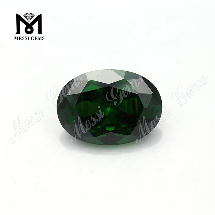 Fabbrica di alta qualità di forma ovale di colore verde 13 * 18 mm Cubic Zirconia, creazione di gioielli