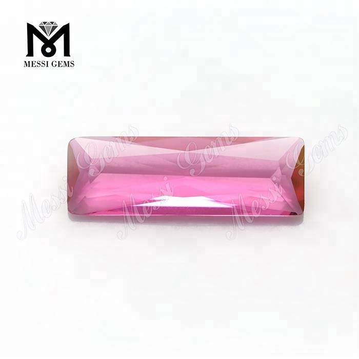pietra di vetro baguette zaffiro rosa all'ingrosso 8x24mm
