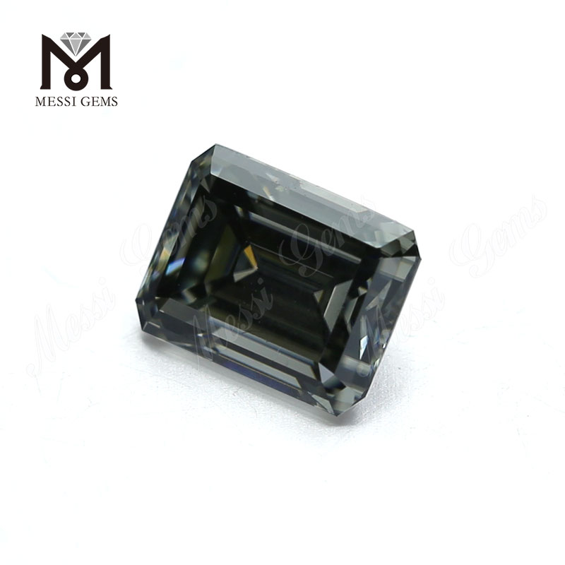 Prezzo di fabbrica 10x8mm diamante moissanite grigio scuro taglio smeraldo sciolto per anello