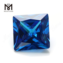 Prezzo di pietra di topazio blu di alta qualità di forma quadrata 12*12mm CZ Cubic Zirconia