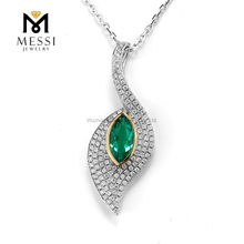 Commercio all'ingrosso della collana di modo della pietra preziosa dello smeraldo di 14k 18k dell'oro bianco 0.8ct MQ