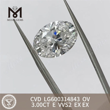 3CT E VVS2 EX per Cvd ovale in diamante LG600314843 Tutte le tue esigenze di gioielleria丨Messigems