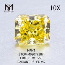 Diamanti da laboratorio gialli da 1,04ct taglio radiante VS2