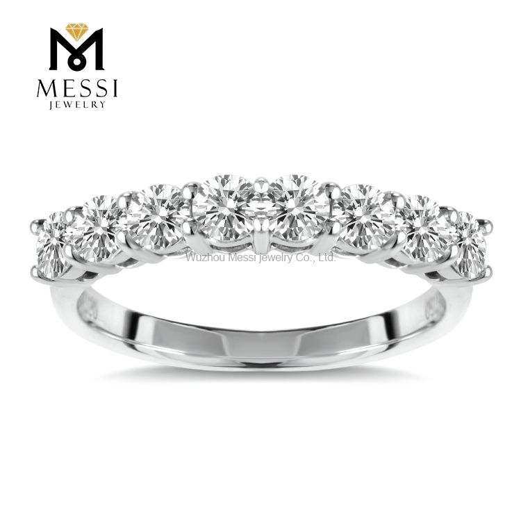 Anello di mezza eternità 14K 18K White Gold Jewelry anelli di moissanite da sposa