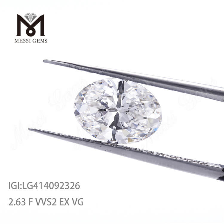 2.63ct VVS2 F EX diamante coltivato in laboratorio OVAL prezzo del diamante cvd