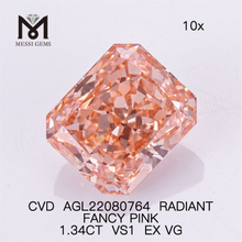 Diamanti da laboratorio all'ingrosso da 1,34 ct rosa RADIANT FANCY PINK VS1 EX VG CVD AGL22080764