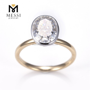 Anello con castone EF VVS da 3 ct Anelli di fidanzamento con diamanti coltivati ​​in laboratorio in oro 14k in vendita