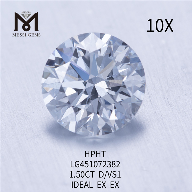 Diamante rotondo coltivato in laboratorio HPHT da 1,50 carati D