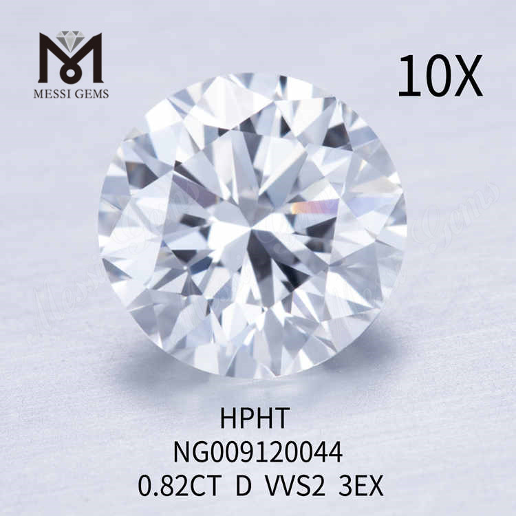 Diamante da laboratorio rotondo D VVS2 3EX da 0,82 CT