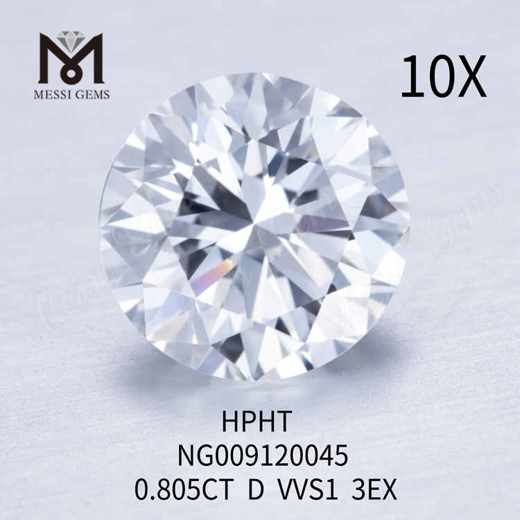 0.805CT Round D VVS2 3EX diamante sciolto in laboratorio