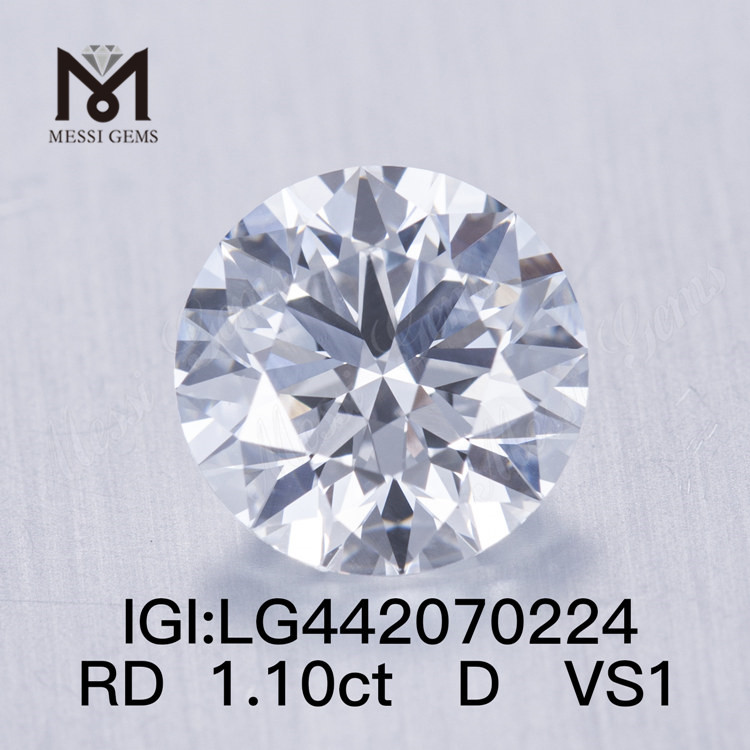 1.10 carati D VS1 Rotondo BRILLIANT EX Taglio di diamante realizzato in laboratorio