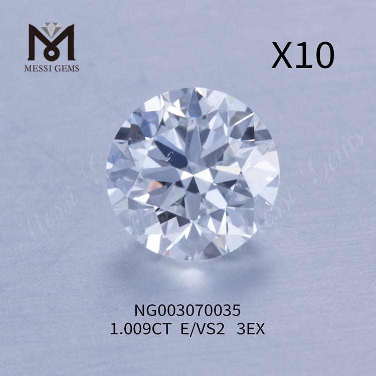 Diamanti coltivati ​​in laboratorio sciolti all'ingrosso 1.009ct tondi E VS2 EX CUT