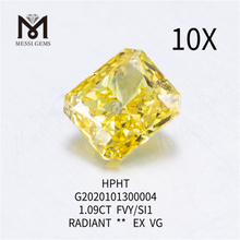 1.09ct FVY/SI1 Diamante da laboratorio con taglio radiante EX
