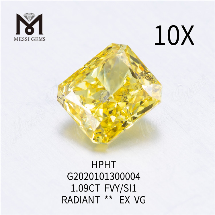 1.09ct FVY/SI1 Diamante da laboratorio con taglio radiante EX