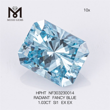 1.03CT SI1 RADIANT FANCY BLUE Diamante coltivato in laboratorio da 1ct HPHT NF303230014
