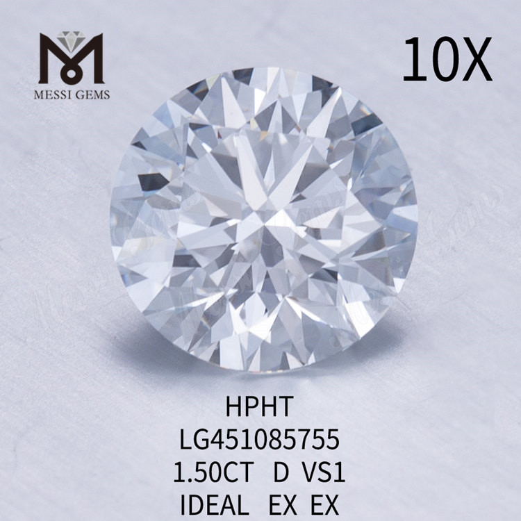 Diamante da laboratorio D VS1 RD da 1,50 ct taglio IDEAL