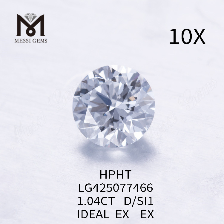 Diamante coltivato in laboratorio D/SI1 IDEAL EX EX da 1,04 carati Rotondo
