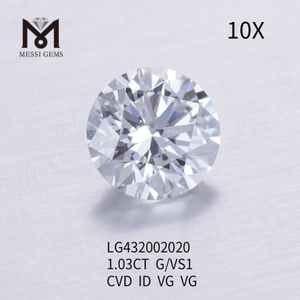 Diamante rotondo coltivato in laboratorio da 1,03 carati G/VS1 CVD