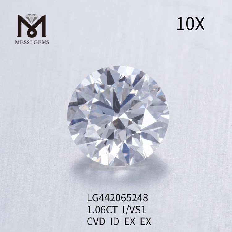 1,06 carati I VS1 Diamante rotondo coltivato in laboratorio CVD