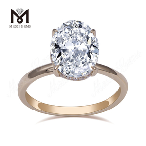 Anello di fidanzamento solitario ovale con diamante coltivato in laboratorio in oro rosa 14 carati in vendita