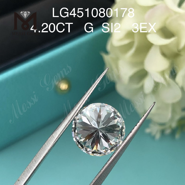 4,2 ct G SI2 RD 3EX Taglio di diamante da laboratorio