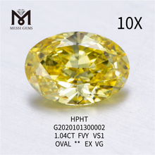 Diamante da laboratorio FVY da 1,04 ct con taglio ovale VS1