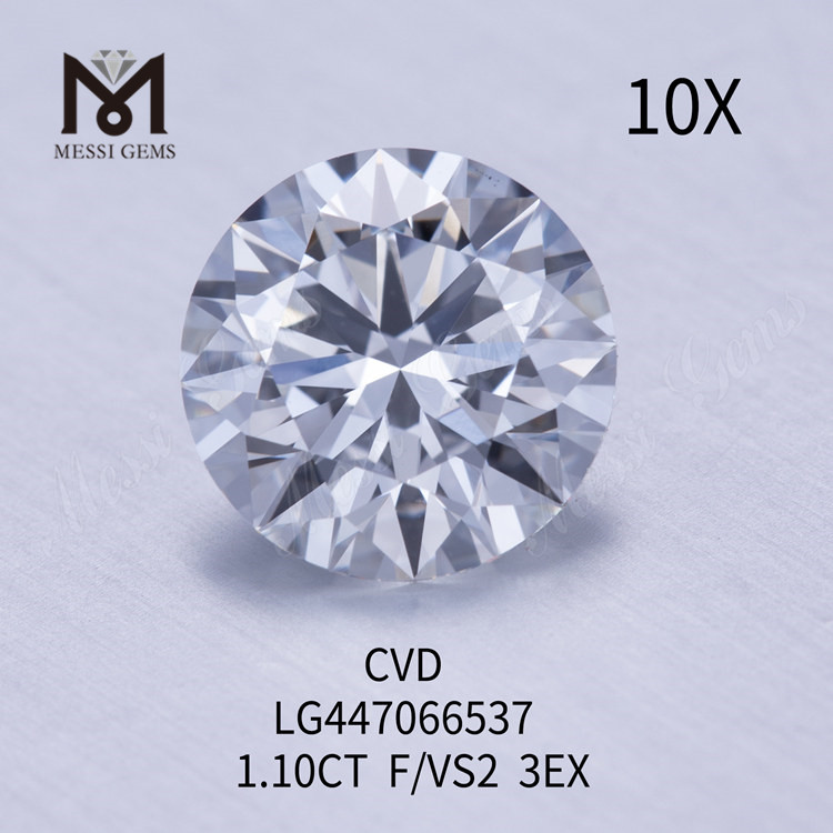 1,10 carati F VS2 Diamanti da laboratorio HPHT tondi con taglio BRILLIANT EX