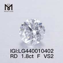 1,8 carati F VS2 3EX Diamante rotondo coltivato in laboratorio