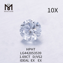 1,69 carati D VS2 Diamante da laboratorio rotondo IDEAL EX EX