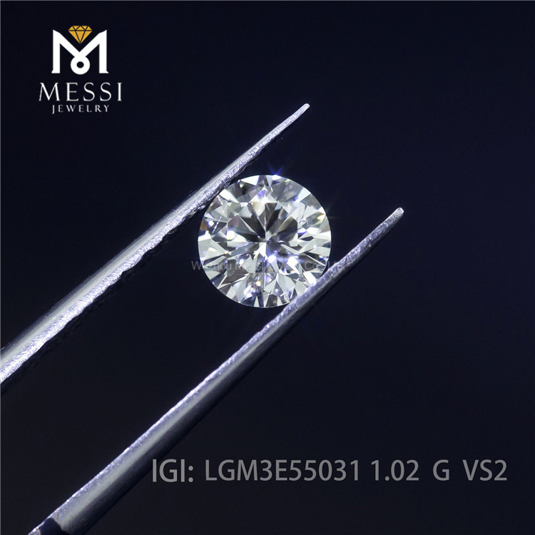 Diamante da laboratorio a taglio rotondo di colore G da 1,02 ct Diamante sintetico VS2