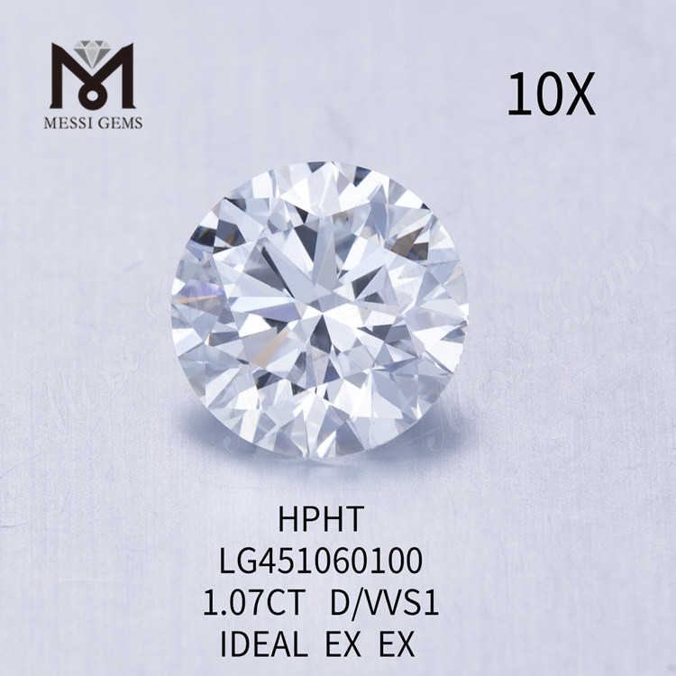 1.07 carati D VVS2 Rotondo BRILLANTE IDEAL Diamanti da laboratorio con taglio HPHT