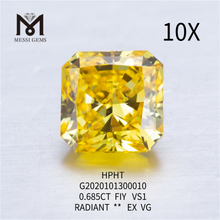 0.685ct FVY RADIANT CUT diamante sciolto coltivato in laboratorio VG