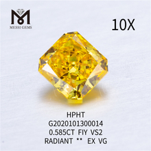 Il laboratorio FIY VS2 EX VG da 0,585 ct ha creato un diamante radiante
