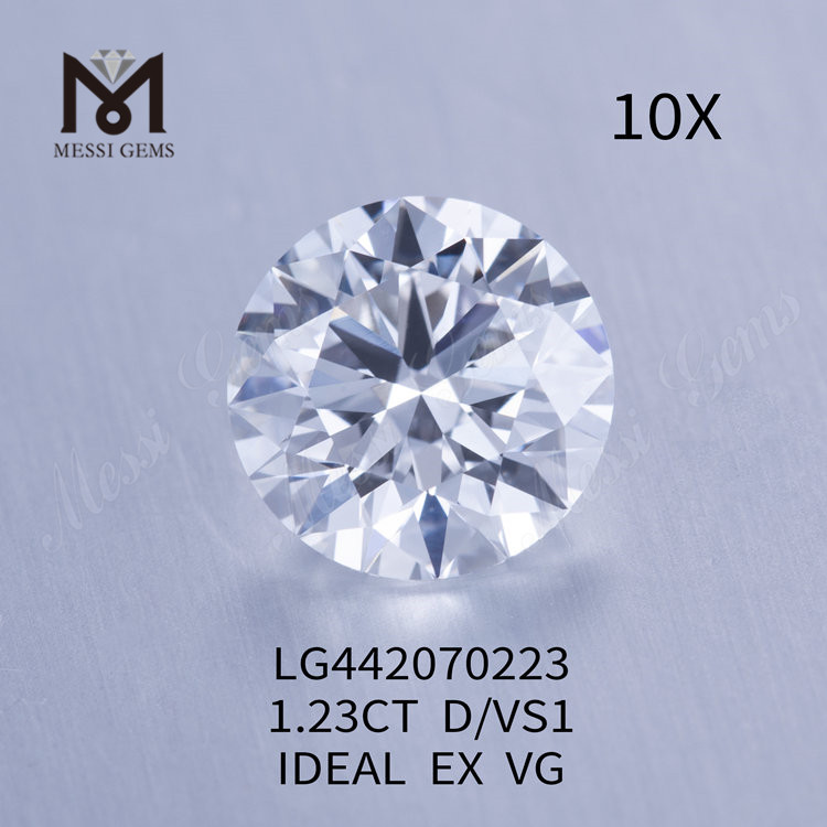 1,23 carati D VS1 Rotondo BRILLANTE IDEALE Diamante coltivato in laboratorio IGI