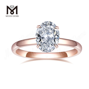 Anello nuziale solitario di fidanzamento in oro rosa 18 carati con diamante da laboratorio da 1,39 ct