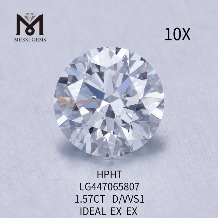 1,57 carati D VVS1 Rotondi IDEAL Cut diamanti coltivati ​​in laboratorio HPHT