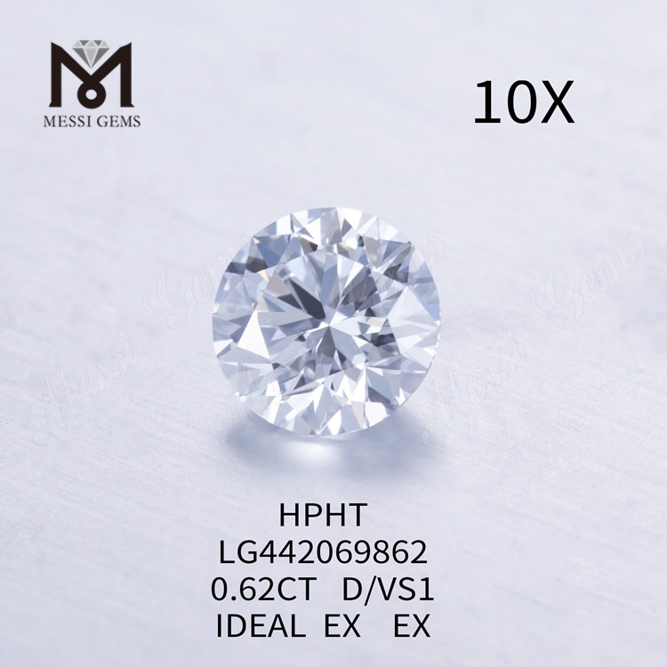 0,62 carati D VS1 Diamante rotondo coltivato in laboratorio IDEALE
