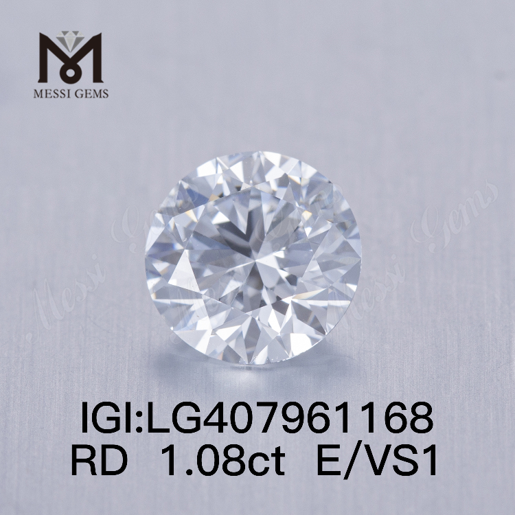 Diamante rotondo coltivato in laboratorio IGI da 1.08CT E/VS1