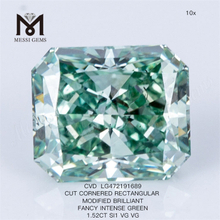 Diamante cvd verde fantasia da 1,52 carati RETTANGOLARE diamante verde coltivato in laboratorio