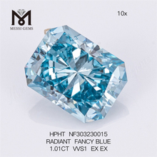 1.01CT VVS1 RADIANT FANCY BLUE diamante coltivato in laboratorio HPHT NF303230015