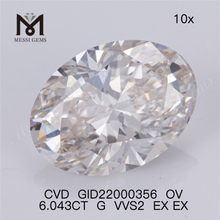 6.043CT G VVS2 EX EX Diamanti CVD all'ingrosso da 6 ct OV Sparkle GID22000356丨Messigems