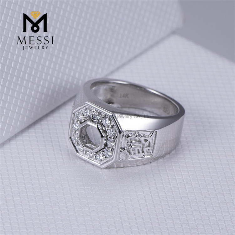 Fedi nuziali con diamanti da laboratorio in oro bianco 14k da 8,1 g con design con lettere per lui - L'inizio dell'eternità