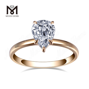 Anello di fidanzamento a forma di pera con diamante coltivato in laboratorio in oro rosa 2CT